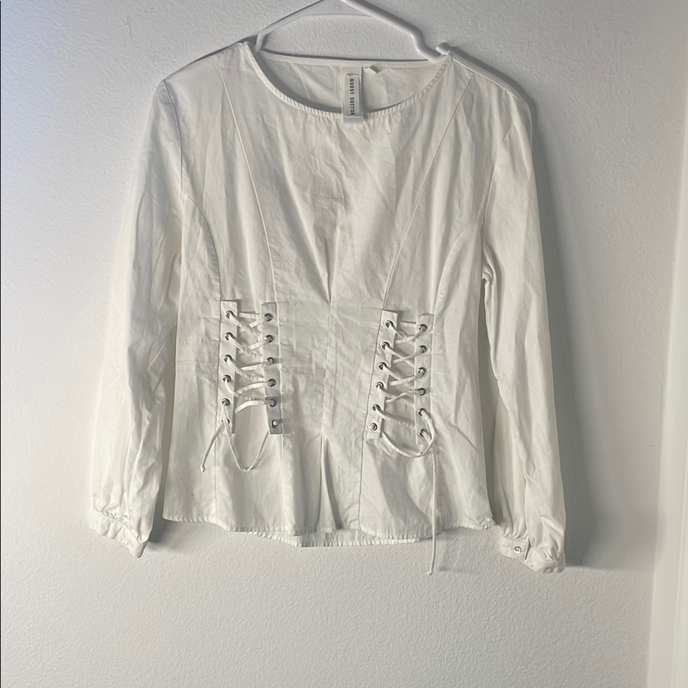 White Lace-Up Women's Top